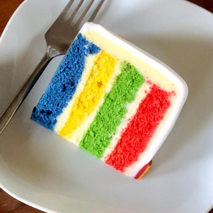 Cake slice in Hogwarts House colours